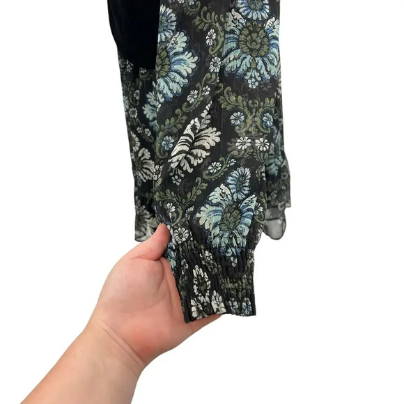 Zara Dress Floral Printed with Black Vest Velvet Layered Long Sleeve Size Small - Picture 7 of 16